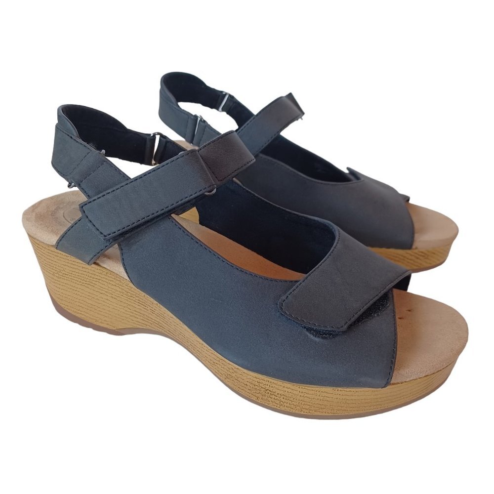 Easy Street Easy Works Clog‎ Wedge Slingback Open Toe Sandals Womens 6.5 W